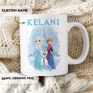 Custom Frozen 2 Mug - Personalized Name, Gift for Girls, Princess Elsa Anna, Mug for Kids, Ceramic Mug Gift, Birthday Party Gift Idea image 2
