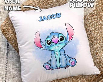 Spersonalizowana poduszka Lilo i Stitch - spersonalizowana poduszka, prezent dla dzieci, wystrój pokoju dziecięcego, prezent urodzinowy, Twoje imię, niepowtarzalne dzieło, Angel Stitch
