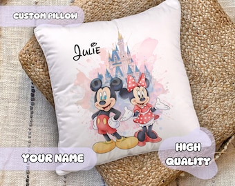 Custom Mickey & Friends Castle Pillow - Perosnalized Name, Kids Gift Fairy Tale Themed, Kids Party Birthday, Baby Shower Gift, Mouses Pillow
