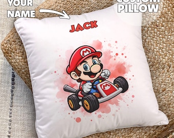 Custom Super Mario Pillow - Pillow For Kids, Your Name, Personalized Pillow Gift, Birthday Gift, Mario and Luigi, Bowser, Special Gift