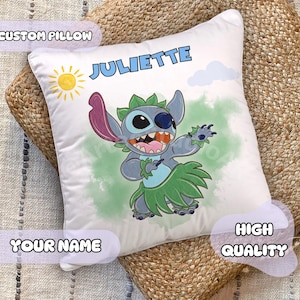 Personalized Stitch Pillow - Custom Name, Gift for Kids, Toddler Room, Birthday Stitch Decoration, Playroom, Kids Room Decor, Baby Shower