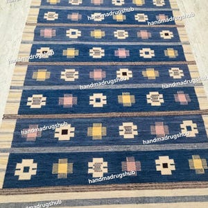 Swedish Kilim Rug: Scandinavian Modern Wool Dhurrie, 12x15