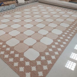 Hand woven rug,area rug,cream/beige rug,living room rug,bedroom rug,kitchen rug,gift for her,flatweave rug,handmade dhurrie,wool area rug