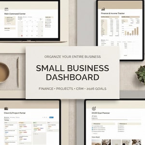 2026 Small Business Notion Dashboard, All-in-One Planner for Solopreneurs, Finance & Inventory Tracker