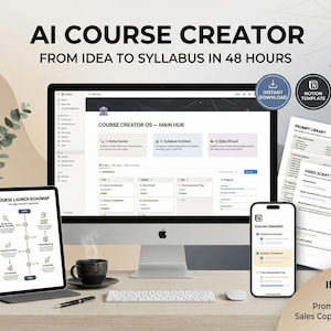 Mall för Notion-kursplanerare: Kursplan, läroplan, lanseringsplan + kopia av startfiler (ZIP)