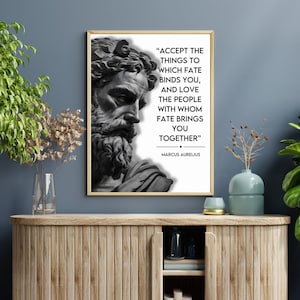 Marcus Aurelius Design Prints, Stoische Tugenden Poster, Stoizismus Wandkunst, Philosoph Zitate, motivierendes Geschenk, Epiktet Philosophie, printable