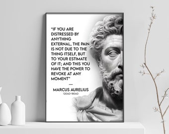 Stampa con citazione di Marco Aurelio, arte murale ispirata alla filosofia stoica (download digitale)