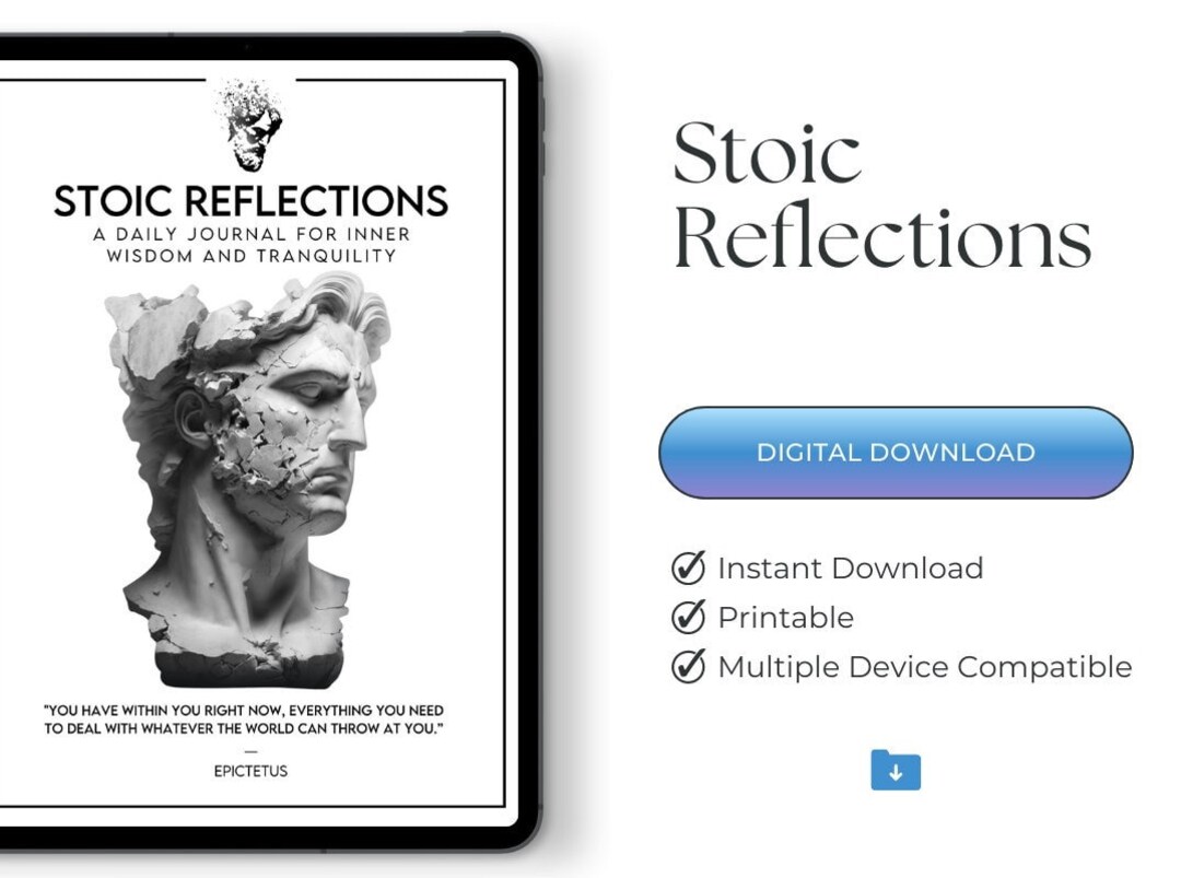 Stoic Daily Journal for Inner Wisdom and Tranquility, Stioc Reflection Printable Journal ...