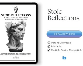 Stoic Daily Journal for inner wisdom and tranquility, Stioc Reflection Printable Journal, Printable Prompt Journal, Daily Reflection Journal