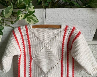 Crochet sweater pattern. Crochet jumper pattern with granny squares. Crochet pullover 6 months - 8 years. Girls crochet sweater pattern.