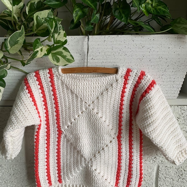 Crochet sweater pattern. Crochet jumper pattern with granny squares. Crochet pullover 6 months - 8 years. Girls crochet sweater pattern.