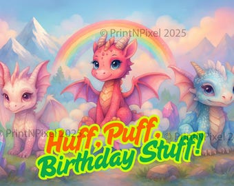 Age Birthday Edible Cake Topper – Custom Printed Frosting Sheet – Dragons – Perfect for Kids Party Cakes