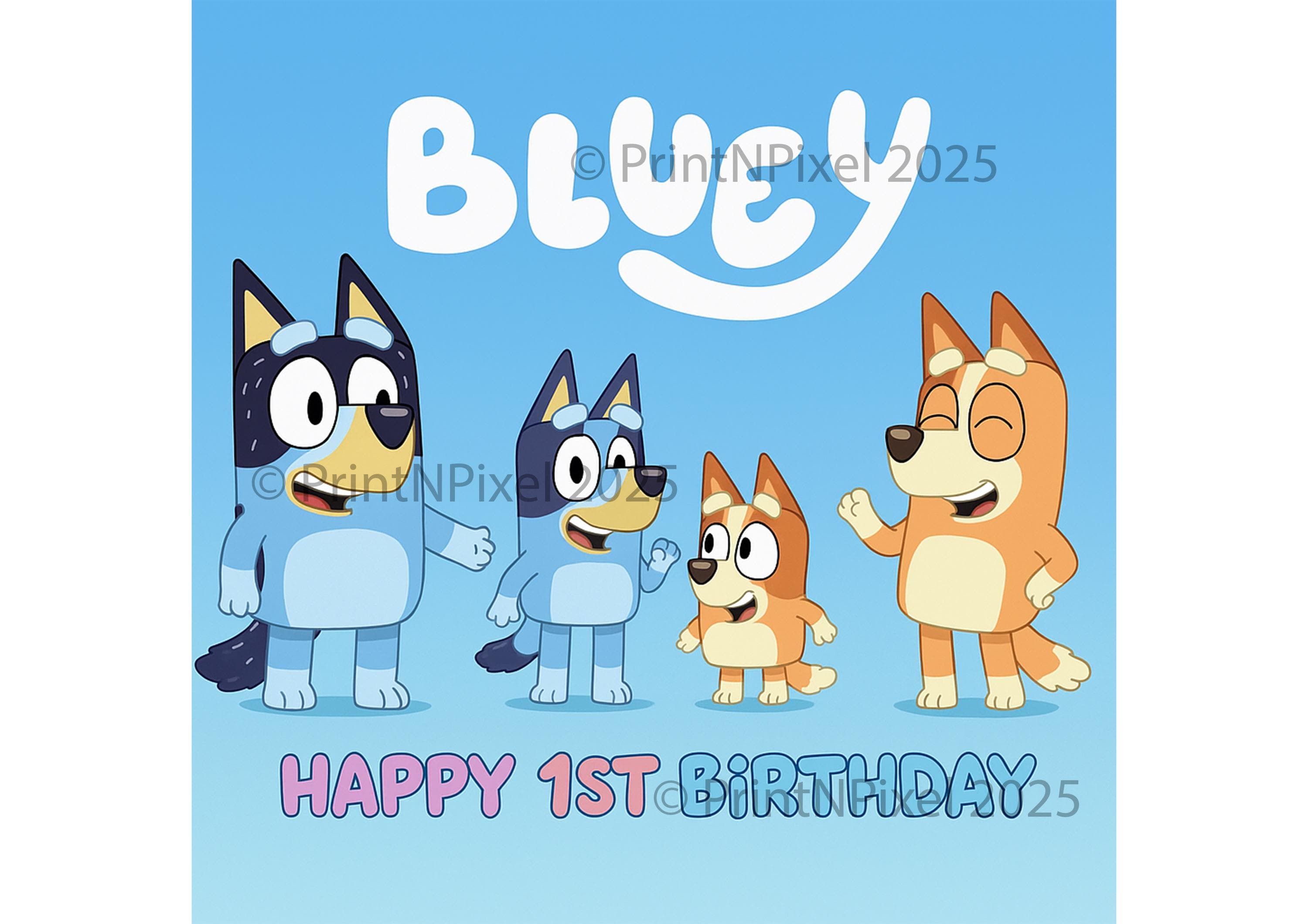 Age Birthday Edible Cake Topper – Custom Printed Frosting Sheet – Dog Family Design – Perfect for Kids Party Cakes