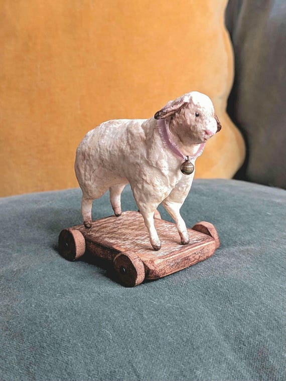 Vintage White Spun Cotton Sheep Christmas Ornament Home Decoration