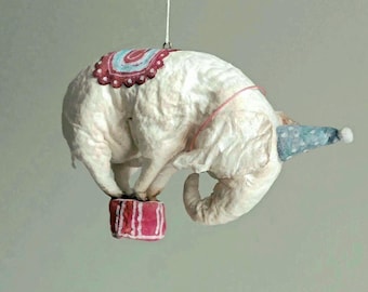 Vintage spun cotton Christmas ornament  circus elephant Home Decoration