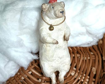 Vintage cotton Christmas tree ornaments polar bear