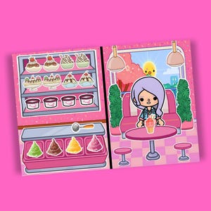 Toca Boca Ice Cream Shop druckbares ruhiges Buch für Kleinkind Montessori Aktivität und Lernspaß