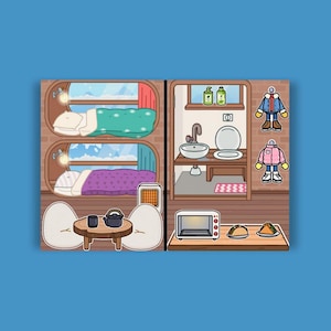 Toca Boca Paper Doll, Toca Boca Quiet Book, Paper Dolls, Toca Boca Book, Toca Boca Paper Doll Printable, Toca Boca Christmas Cabin House