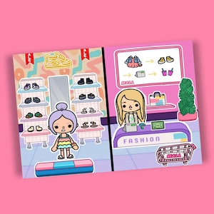 Easy Printable Toca Boca Quiet Book Shopping Mall Template Activity for Kids