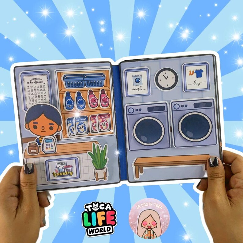 Laundry Shop Play Pretend Toca Boca Printable Template for Kids