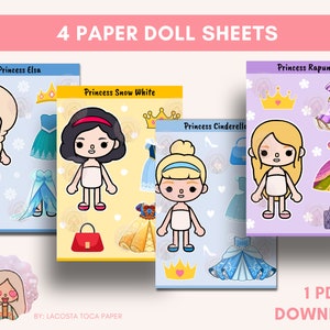 Princesses Paper Doll Toca Boca Printable Template DIY