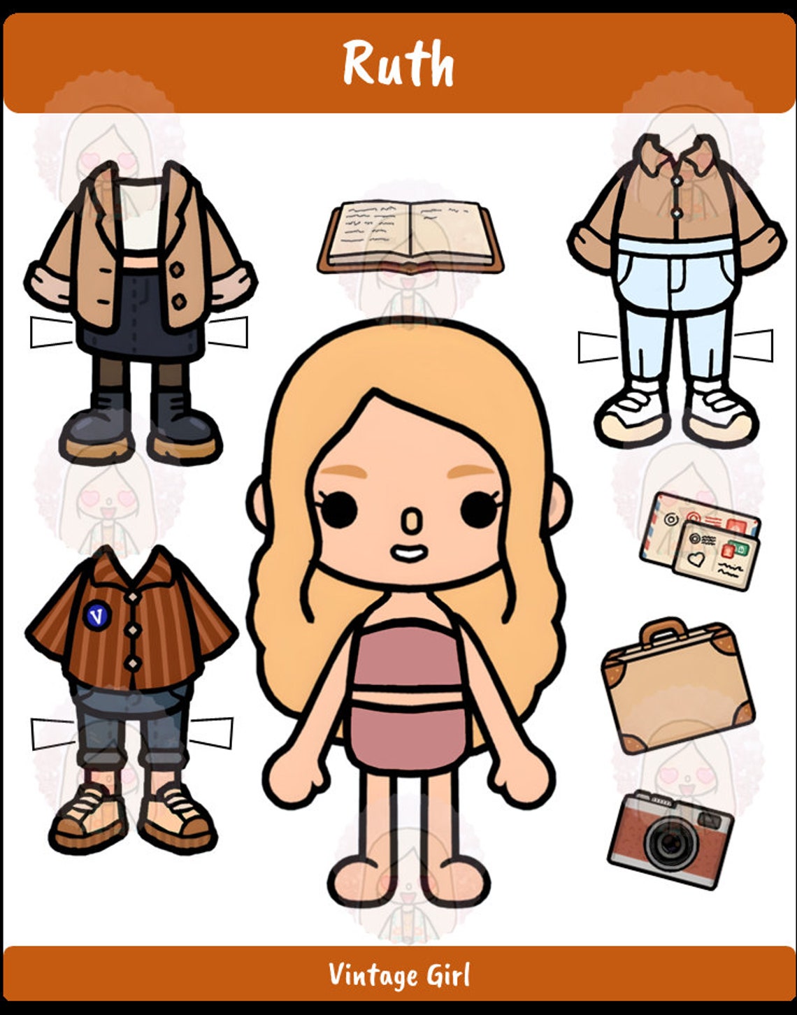 Toca Boca Dress up Paper Doll Printable Template Etsy