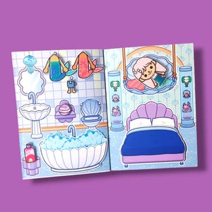 Toca Boca Quiet Book Paper Doll Template Mermaid Family House Printable Activity for Kids Pretend Play Learning Craft for Toddlers Girls