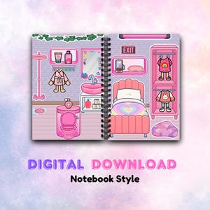 Toca Boca Quiet Book: Muñeca de papel de la casa de la niña rosa (patrón en PDF)