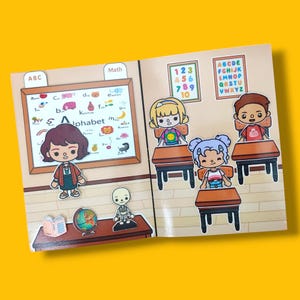 Toca Boca Quiet Book Printable School Time Paper Doll Template for Learning Routine Play and Pretend Classroom Activities at Home