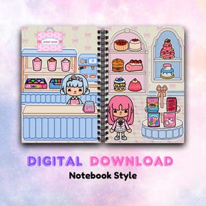 Plantilla de libro tranquilo de la tienda de dulces Toca Boca: Muñeca de papel imprimible (PDF)