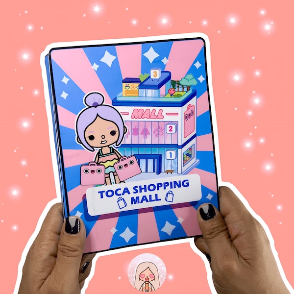 Gemakkelijk afdrukbare Toca Boca Quiet Book Shopping Mall-sjabloonactiviteit voor kinderen