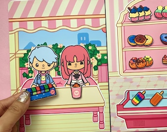 Sweet Shop Paper Doll Quiet Book Toca Boca Printable PDF Kids DIY Creative Play Activity