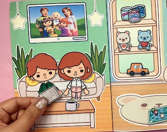 Toca Boca Quiet Book Family House Paper Doll Template Printable Kids Activity Learning Toy DIY Pretend Play Educational Craft
