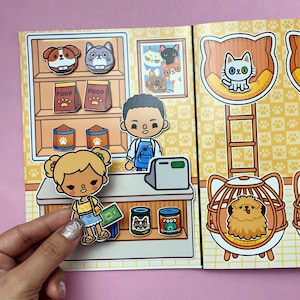Toca Boca Quiet Book ペットショップ ペーパードール テンプレート デジタル印刷可能 子供向け 教育 ごっこ遊び 学習玩具