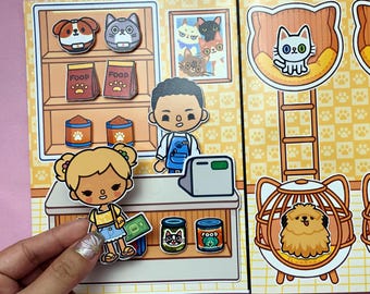 Toca Boca Quiet Book Pet Shop Paper Doll Template Digital Printable Activity For Kids Educational Pretend Play Learning Toy