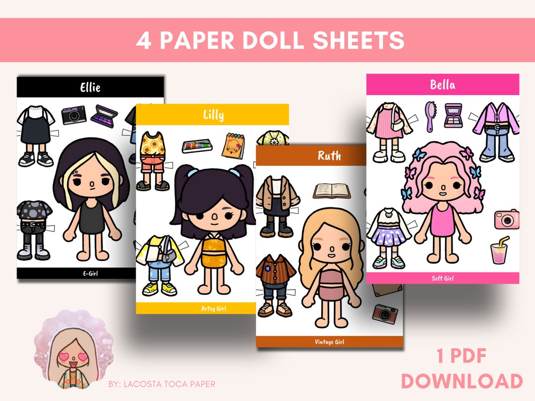 toca boca dress up paper doll printable template - etsy ireland