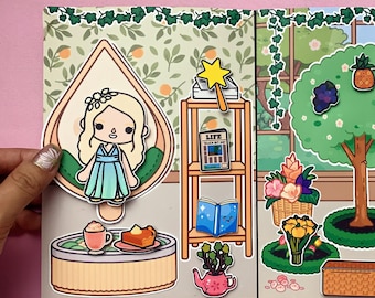Muñeca de papel de la casa de hadas Libro silencioso Toca Boca PDF imprimible Juego de simulación de fantasía para niños