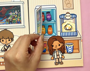 Cozy House Paper Doll Quiet Book Toca Boca Printable PDF Kids Cute Home Pretend Play Activity
