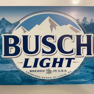 Busch Light - Busch Beer Sign - Mountains - Logo - Blue