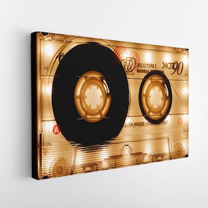 Canvas, 3D Canvas, Canvas Gift, Shining Audio Cassette, Retro Music Wall Decor, Abstract Canvas, Retro Cassette Wall Decor,