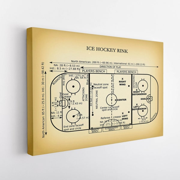 Ice Hockey Rink Canvas - Hockey Art Print - Hockey Player Decor - Hockey Poster - Hockey art - Hockey Patent