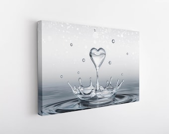 Heart Drop Splash Landscape Bathroom Wall Art  Bathroom Wall Decor  Bathroom Canvas Art Prints Canvas Wall Art