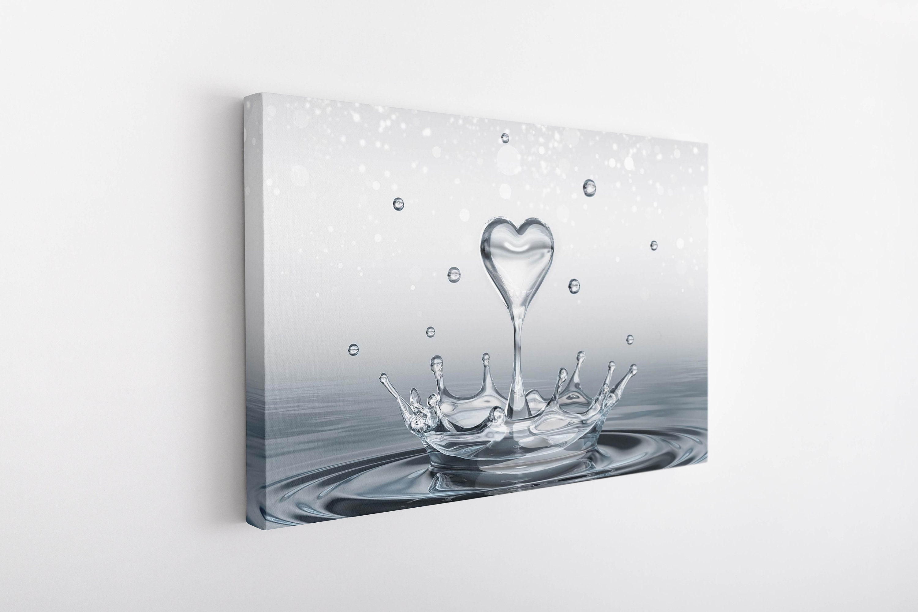 Heart Drop Splash Landscape Bathroom Wall Art  Bathroom Wall Decor  Bathroom Canvas Art Prints Canvas Wall Art
