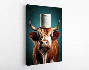 Scottish Cow Wall Decor, Canvas Wall Art, Highland Cow, Farmhouse Canvas Print, Framed Wall Art, Wall Art Canvas, Highland Cow Wall Art,