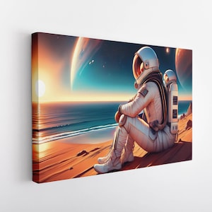 Astronaut Wall Art Canvas Print, Ready To Hang Canvas Wall Art, Gift for Him, Sci Fi Art, Large Wall Decor