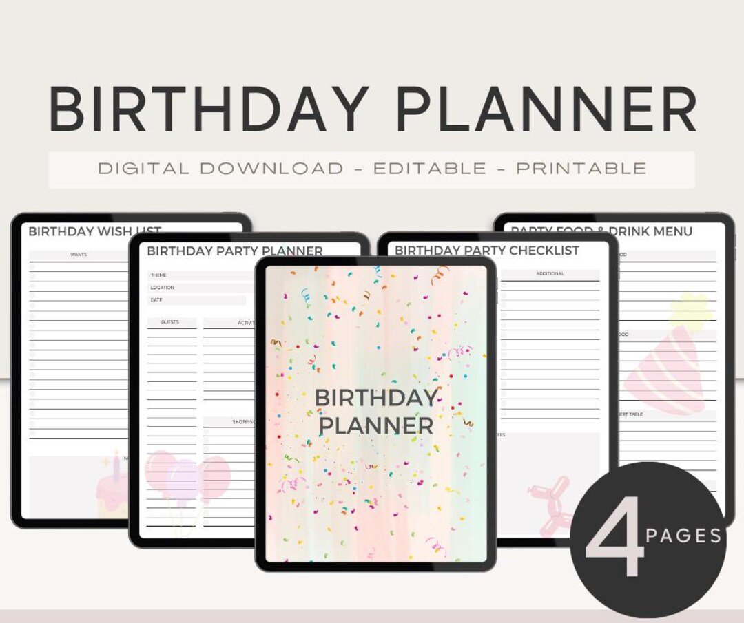 Birthday Party Planner – Printable Celebration Organizer for Kids ...