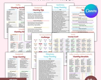 ADHD Family Cleaning Planner Bundle | Daily, Weekly, Monthly, Yearly Cleaning Checklist | Family Chore Chart Printable