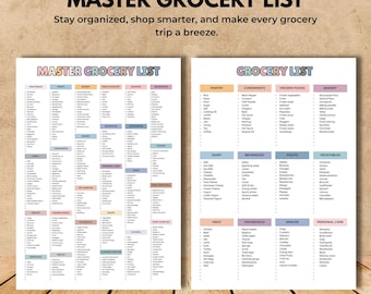 Lista maestra de la compra editable / Lista de la compra online / Lista de la compra imprimible en Canva / Plantilla de lista de la compra en blanco A4 / Descarga instantánea en PDF