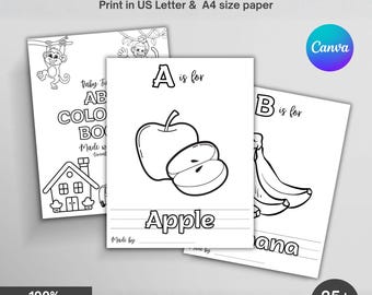 ABC Baby Shower Coloring Book | Baby’s First ABC Book | Baby shower Game or Activity | Cute Coloring Book | Coloring Pages Instant Download