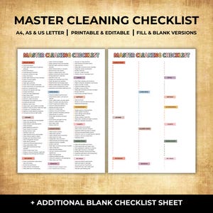 Controlelijst hoofdreiniging bewerkbaar | Sjabloon checklist huis schoonmaken | Checklist dieptereiniging | Schoonmaakschema voor thuis | Lijst grondig opschonen